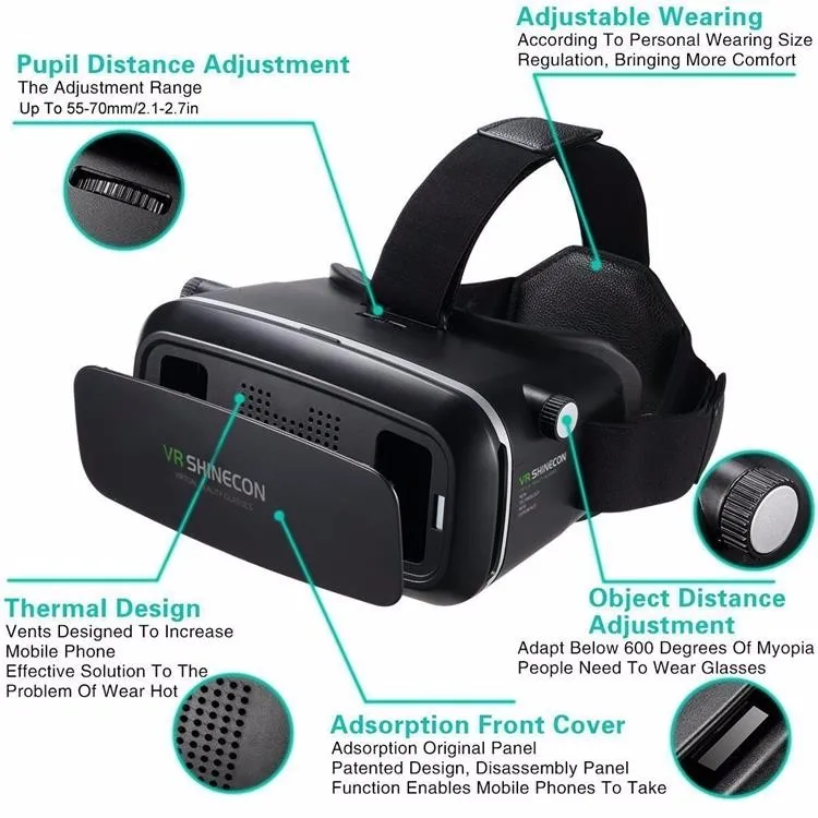 Оригинальная гарнитура VR shinecon 6 0 очки виртуальной реальности 3D для шлема