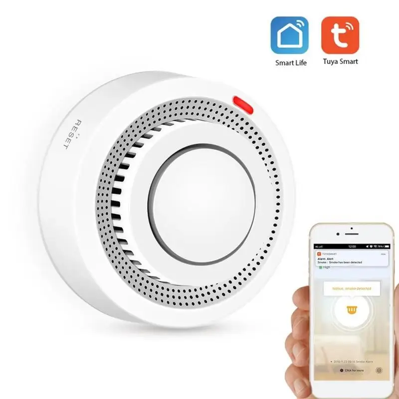 

Tuya Smart Intelligent WiFi Smoke Alarm Smoke Detection Sensor APP Push Remote Monitoring Smart life Home Control Smoke Detector