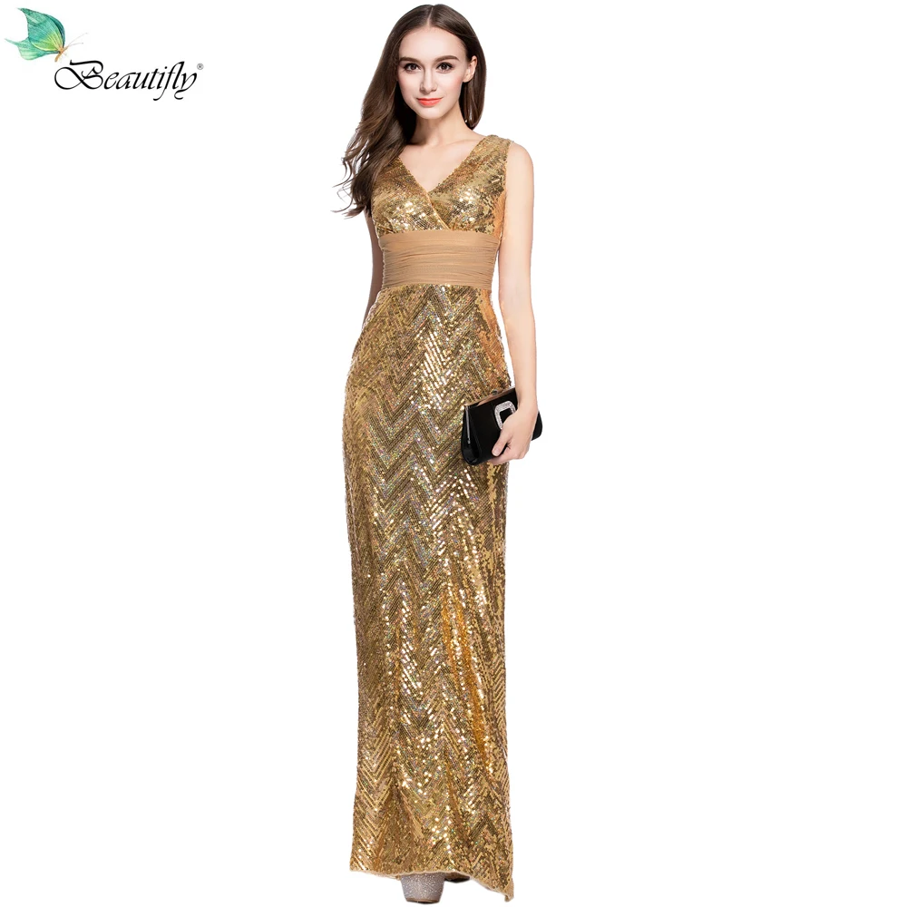 

2021 сексуальное платье-макси с блестками Золотые Длинные вечерние платья без рукавов с глубоким V-образным вырезом длиной до пола женские вечерние элегантные женские платья