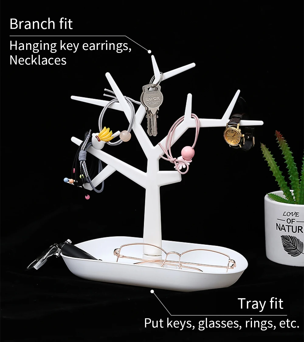 Branch desktop shelf storage display stand let go jewelry hanging earrings ring necklace box | Дом и сад