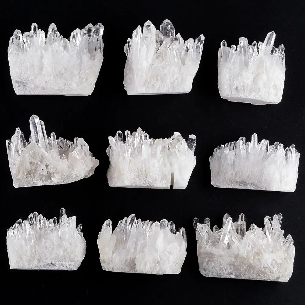 TUMBEELLUWA Natural Clear Rock Crystal Quartz Cluster Healing Gem Stone Druzy Geode Specimen Figurine for Fengshui Home Decor