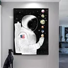 Настенное художественное полотно, рисование воздушный шар планета астронавт фантазия абстрактные скандинавские постеры и принты настенные картины для декора гостиной