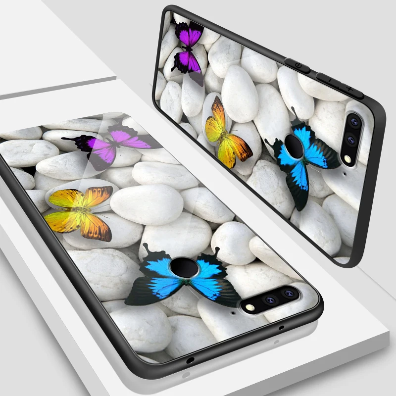 H122 Роскошный чехол для Huawei Honor 6X 7A 7C 7X 8A 8X9 облегченное закаленное стекло Чехлы Y6 Y9 Y7 премьер-профессионал Magic2 Мягкая силиконовая задняя крышка-Чехол - Цвет: H122