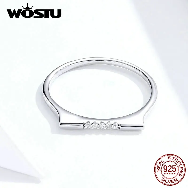 WOSTU, подлинное 925 пробы, Серебряное длинное кольцо, циркониевое кольцо на палец, минималистичное обручальное кольцо для женщин, изысканное ювелирное изделие, подарки CQR564
