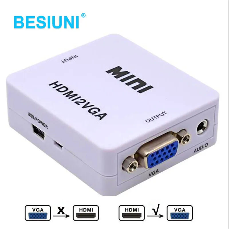 1080P HDMI совместимый преобразователь VGA с аудиоразъемом для ПК ноутбука ТВ