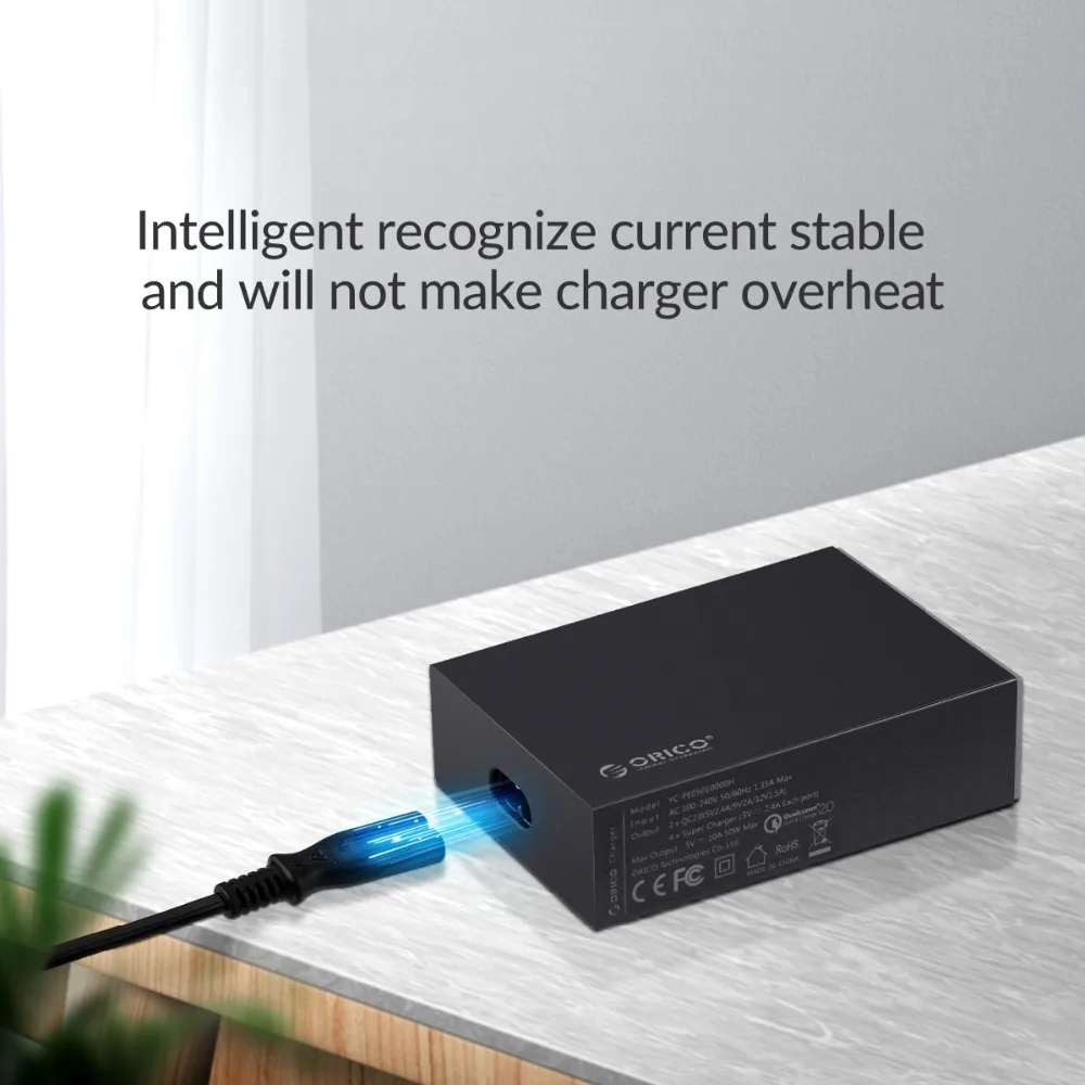 ORICO QC 2,0 быстрое зарядное устройство с 4 портами 5V2. 4A 50 Вт Макс выход USB ЗУ для мобильного телефона для samsung Xiaomi huawei