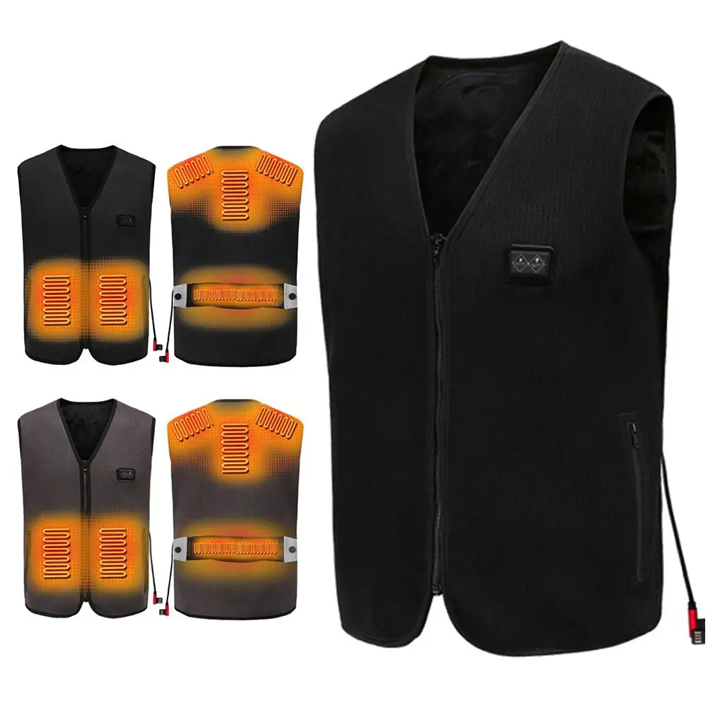 

M-3XL Men Autumn Winter Smart Heating Winter Vest USB Infrared Electric Heating Vest Outdoor Flexible Thermal Winter Warm Jacket