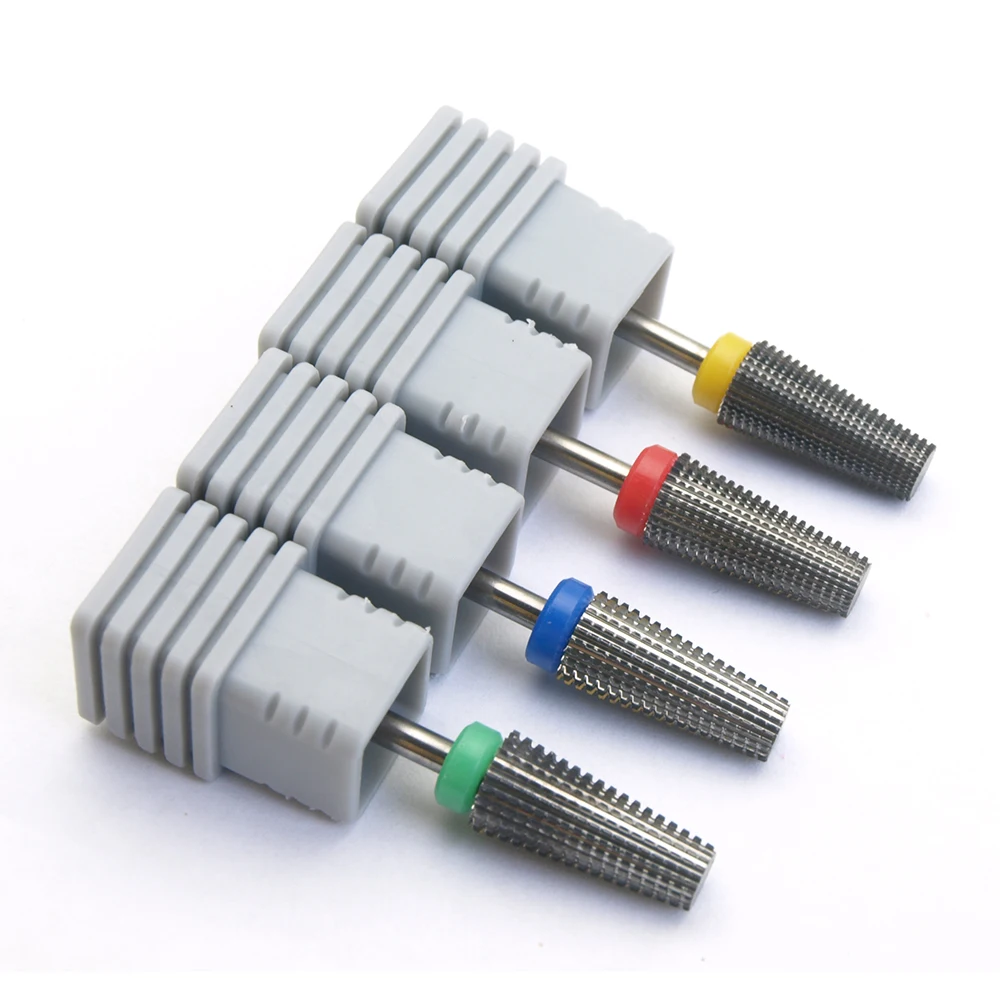 4 in 1 Tapered Safety Carbide Nail Drill Bits With Cut Drills Carbide Milling Cutter For Manicure Remove Gel Nails Accessories