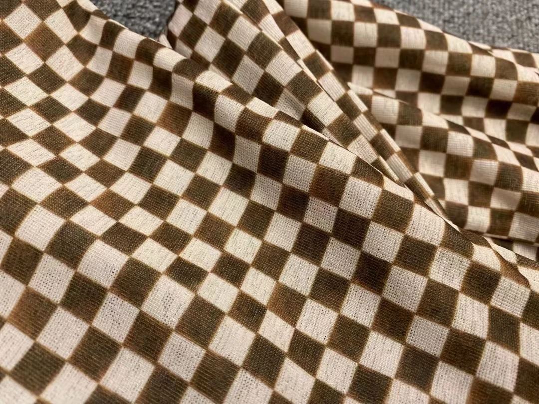 

Checkerboard print women pants casual high waist Straight women trousers