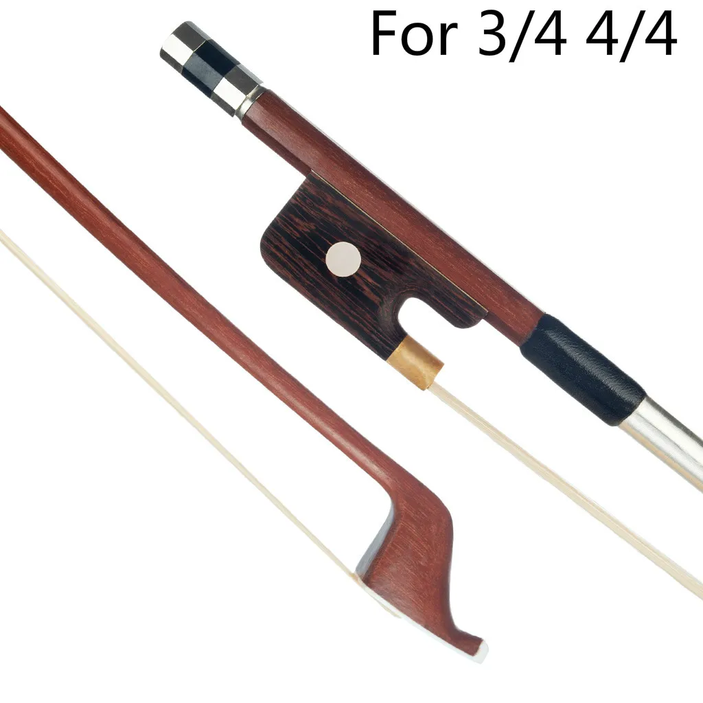3/4 4/4 French Style Upright Double Bass Bow Brazilwood White Bass Bow Hair Parisian Eyes Round Stick Bass Bow