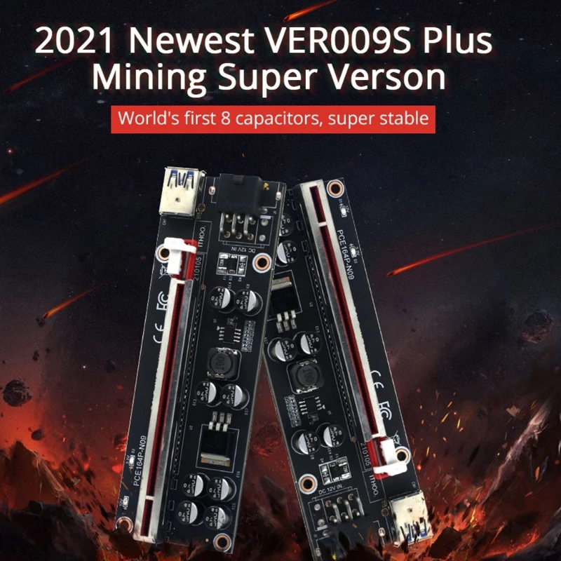 

VER009S Plus PCI-E Riser Card 8 Capacitors PCI Express 1X 16X USB 3.0 Cable SATA to 6Pin Connector Power Cable Drop shipping