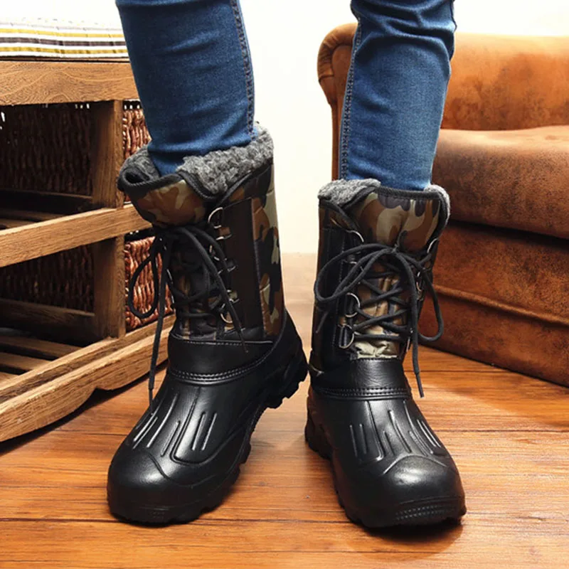 Мужские зимние камуфляжные военные тактические ботинки бархатные теплые