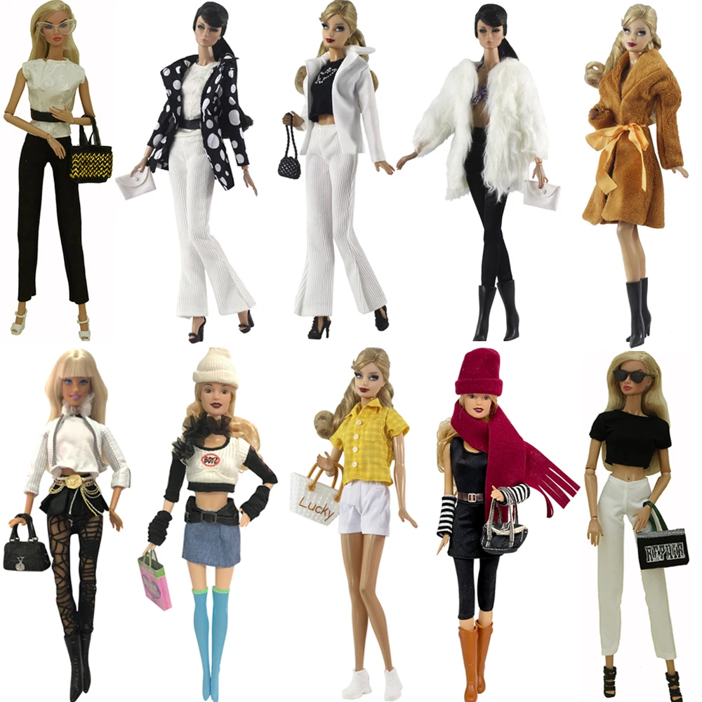 NK 1 Set Doll Dress Fashion Super Model Coat Modern Outfit Daily Wear Clothes  For Barbie Doll Accessories Gift Baby Toys JJ