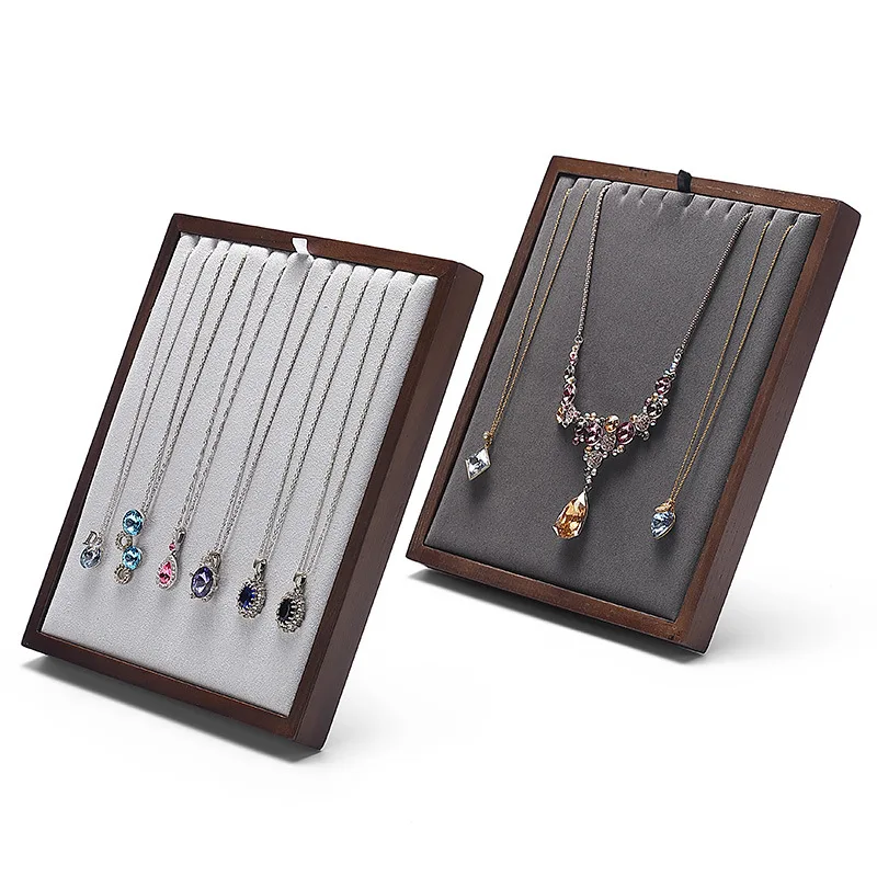 High-end Walnut Pendant Necklace Display Stand Jewelry Shelf Vertical Storage Jewelry Display Props Spot Wholesale