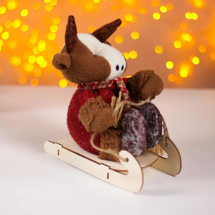 Мягкая игрушка Бычок на санках|Мягкие игрушки животные| |