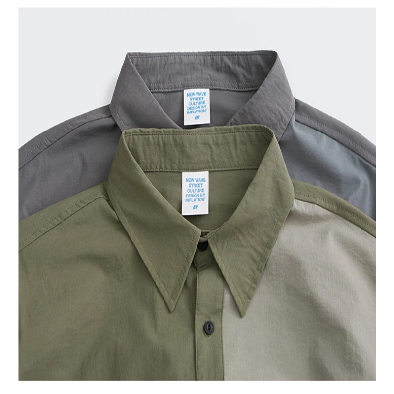 

2020 Japanese Autumn Winter New Products Fashion Simple Personality Contrast Stitching Loose Lapel Windbreaker Shirt Men