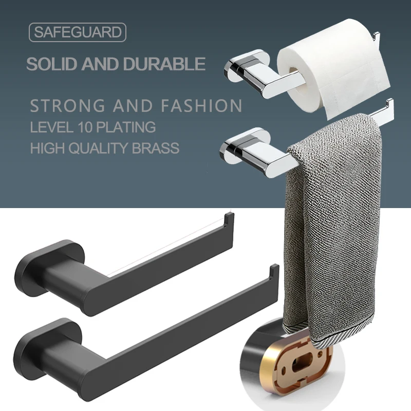 Черный/серебристый набор полотенец из нержавеющей стали и держатель туалетной