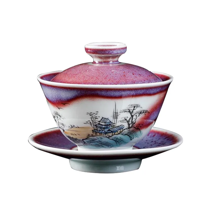 Керамическая гайвань 140 мл винтажная чайная чаша ручной работы чашка Декор