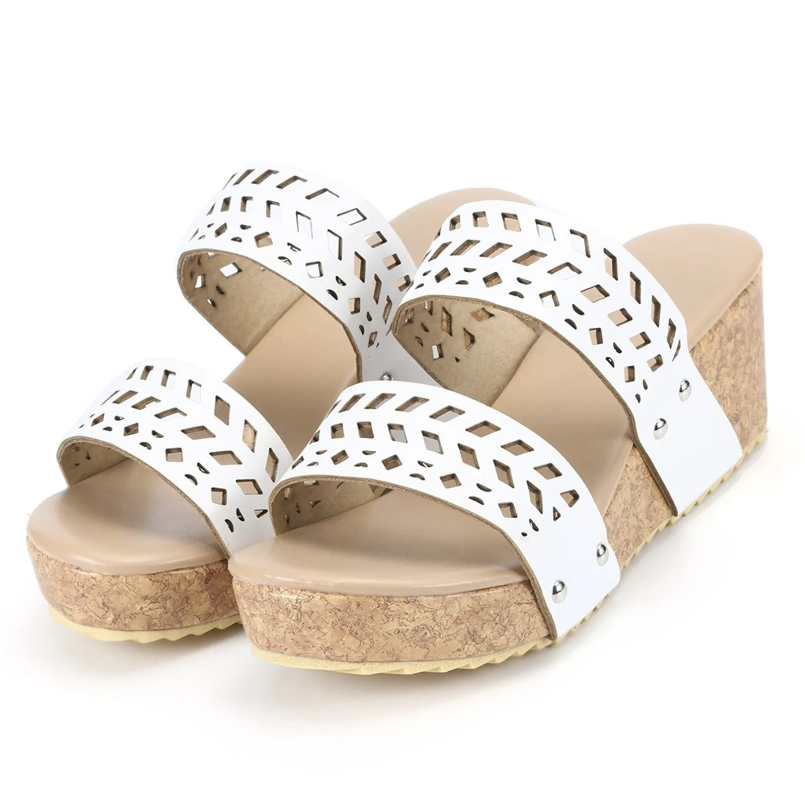 

New Women's Summer Slip-On Wedges Hollow Out Beach Open Toe Breathable Sandals Shoes Chaussure Femme