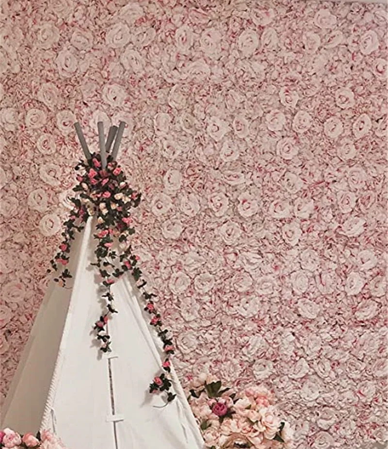 Настенные панели 40x30 см розовые шелковые розы с листьями искусственные цветы