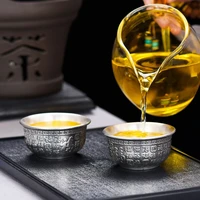 pure silver baifu tea bowl 999 sterling silver tea cup sterling silver wine cup kung fu tea set gifts for the elders