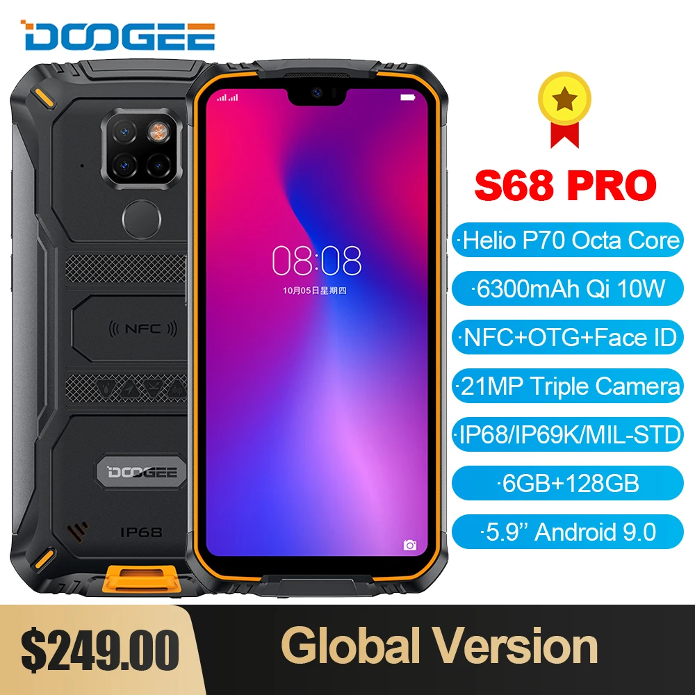 DOOGEE S68 Pro смартфон с восьмиядерным процессором Helio P70 ОЗУ 6 ГБ ПЗУ 128 21 МП 6300