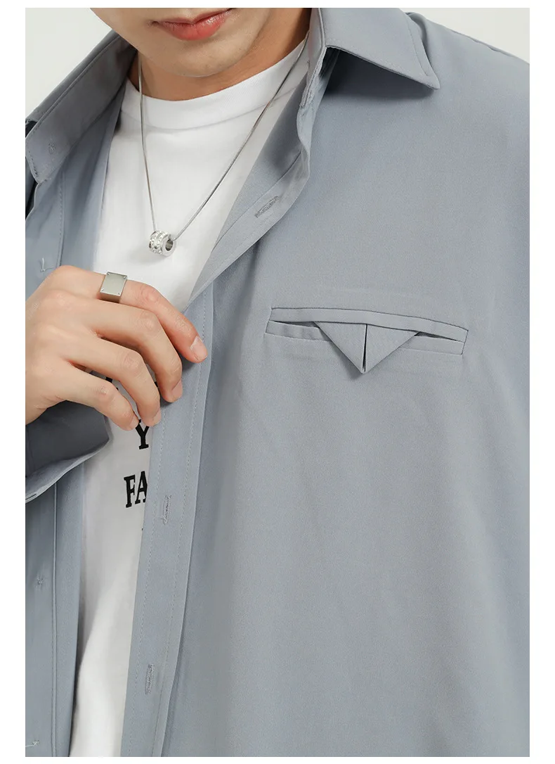 

Men Clothing Japan Korea Streetwear Fashion Casual Loose Long Sleeve Shirt Male Solid Color Vintage Hip Hop Shirt