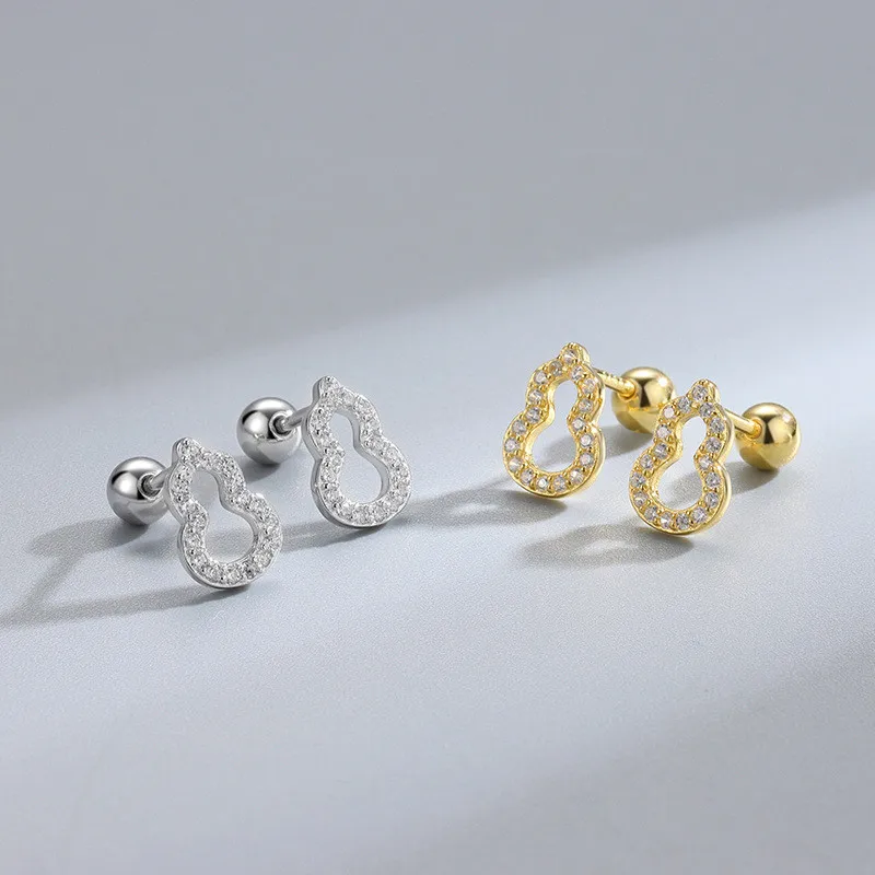 

Viny Luxury Hollow Gourd Earrings For Women 925 Sterling Silver Piercing Stud Earrings Pendientes Wedding Xmas Gifts Jewelry