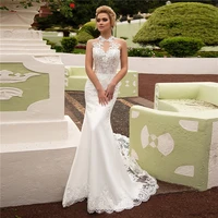 elegant wedding dresses mermaid bridal gowns 2022 lace appliques sleeveless boho bride dress robe de mariee vestidos de novia