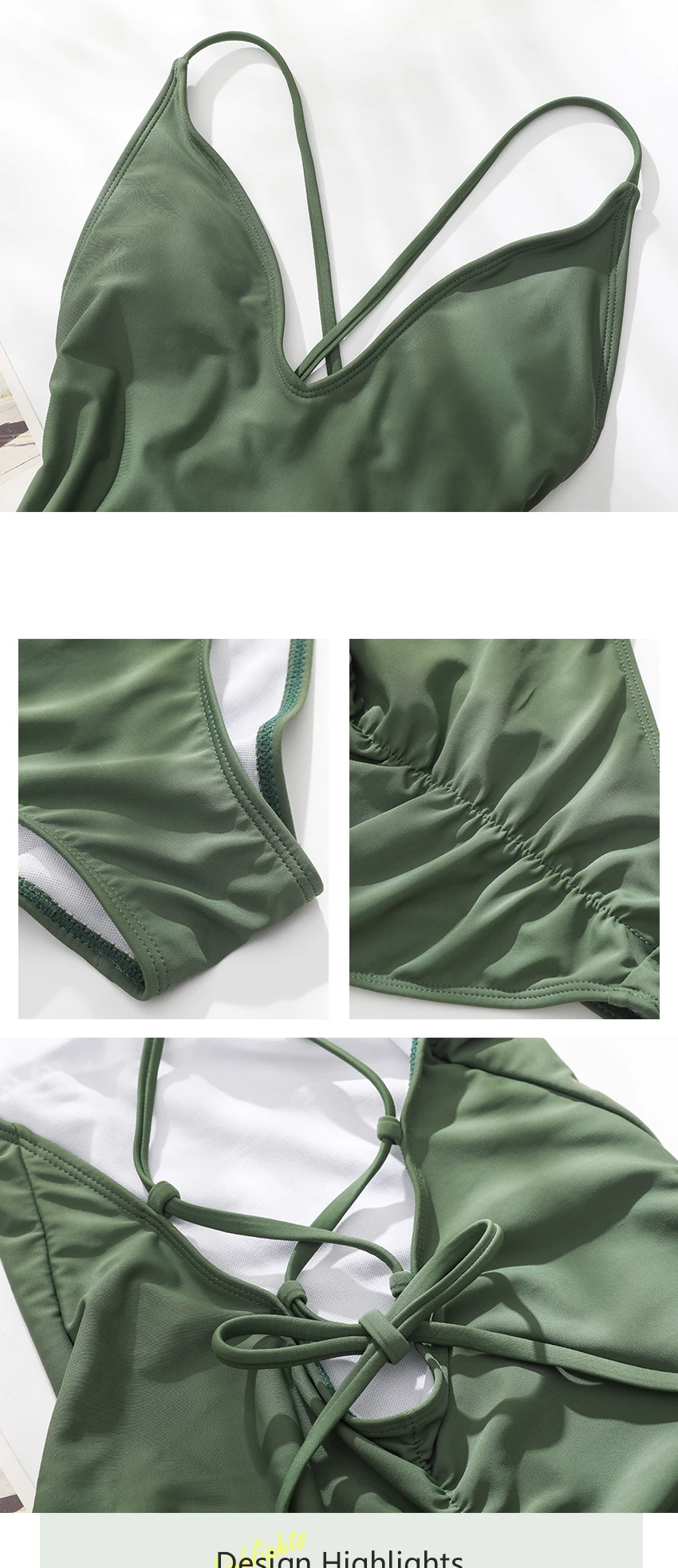 SAY MORNING Sexy Deep V Neck One Piece Swimsuit Removable Chest Pad Biquini Solid Backless Beachwear Swimwear Bathing Swimming