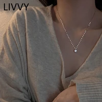 livvy trendy silver color jewelry zircon pendant necklace simple trendy for women party gift jewelry decoration