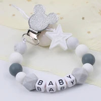 1pc new sale baby teethers diy personalised name silicone baby pacifier clip chain silicone beads infant pacifier clips