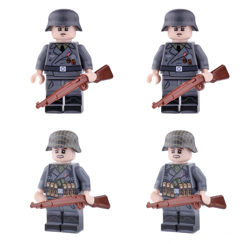 DAB1-4PCS WW2 военная армия солдат фигурки строительные блоки Minifigs армейский солдатский шлем оружие шарф аксессуары Кирпичи игрушки для детей - Цвет: DAB1-4PCS