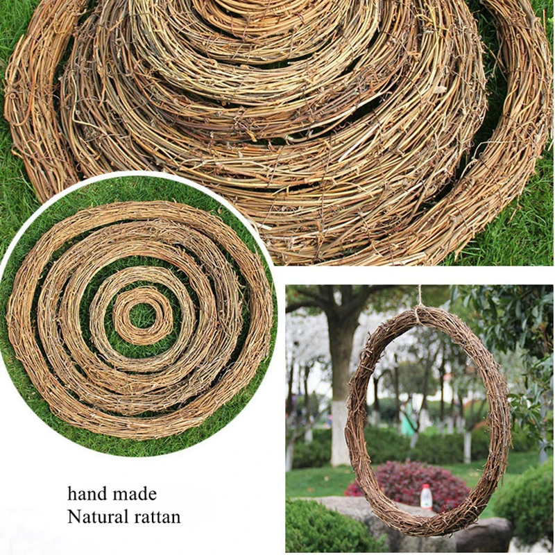 

Luanqi 8-35cm Rattan Wreath Hanging Decor DIY Branches Rattan Circle Handmade Wedding Christmas Home Decoration Stem Branch Ring