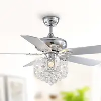 Luxury Round Crystal Ceiling Fan With Lights Silver 50 Inches Remote Control 110 V 220 Volt Bedroom Led Ceiling Light Fans Lamps