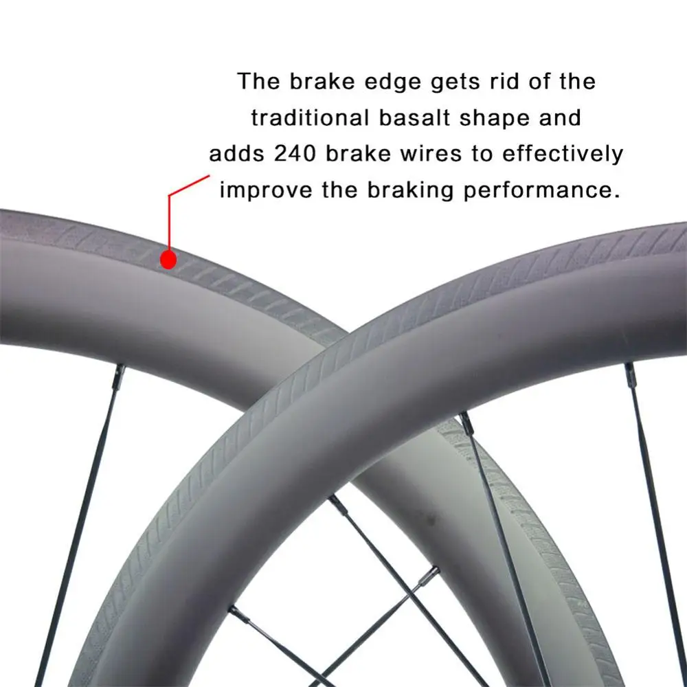 

New 2019 U-Shape Special Brake Surface Road Carbon Bicycle Wheels,T1000 Full Carbon Road Bike Aerodynamic Clincher Wheels 25mm