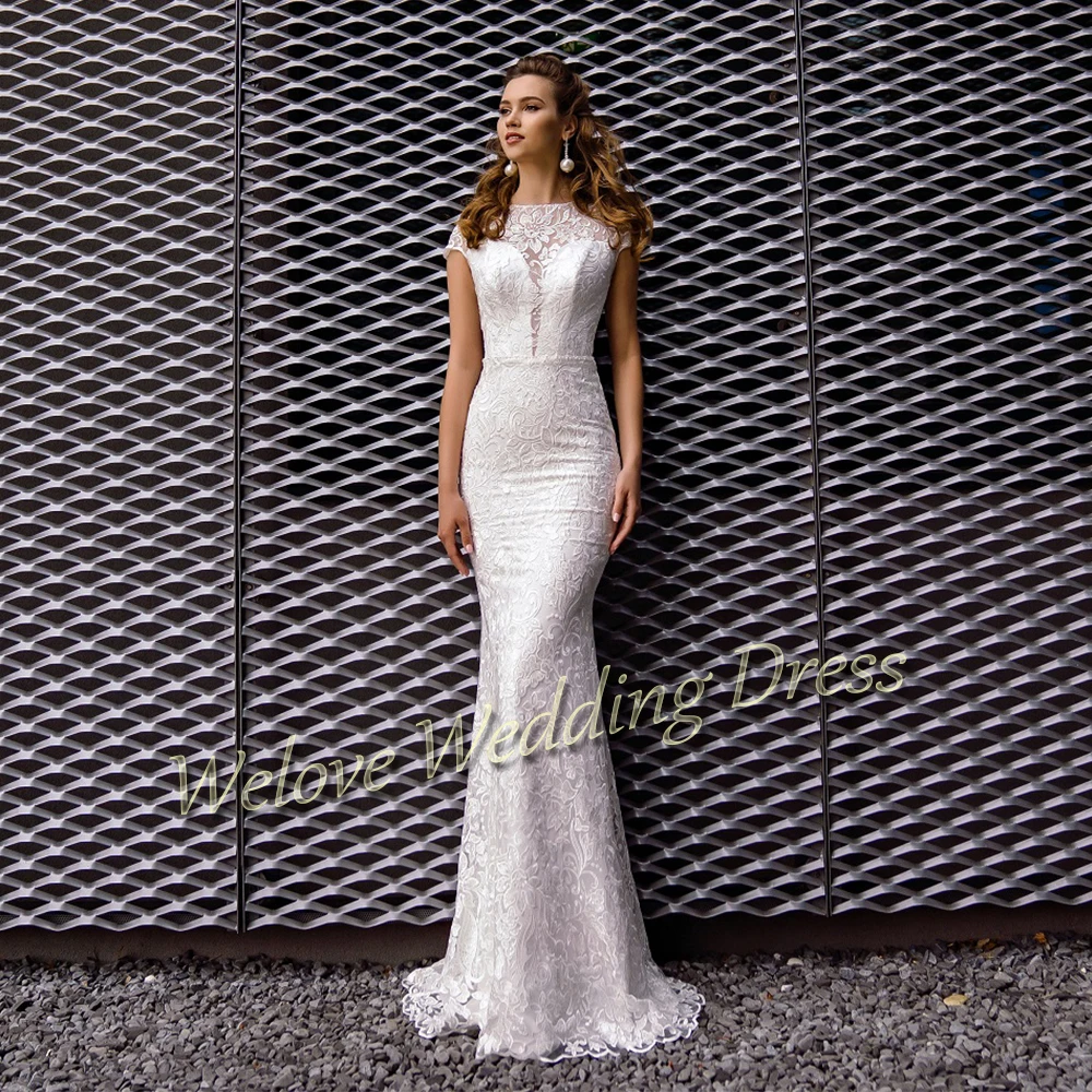Luxury 2 in 1 Detachable Wedding Dress 2021 White Mermaid Bridal Gowns For Bride O Neck With Short Sleeves Button Back Vestidos | Свадьбы и