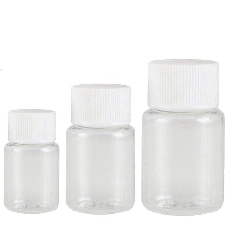 

5PCS 15ml/20ml/30ml/50ml Plastic PET Clear Empty Seal Bottles Solid Powder Medicine Pill Vial Container Reagent Packing Bottle