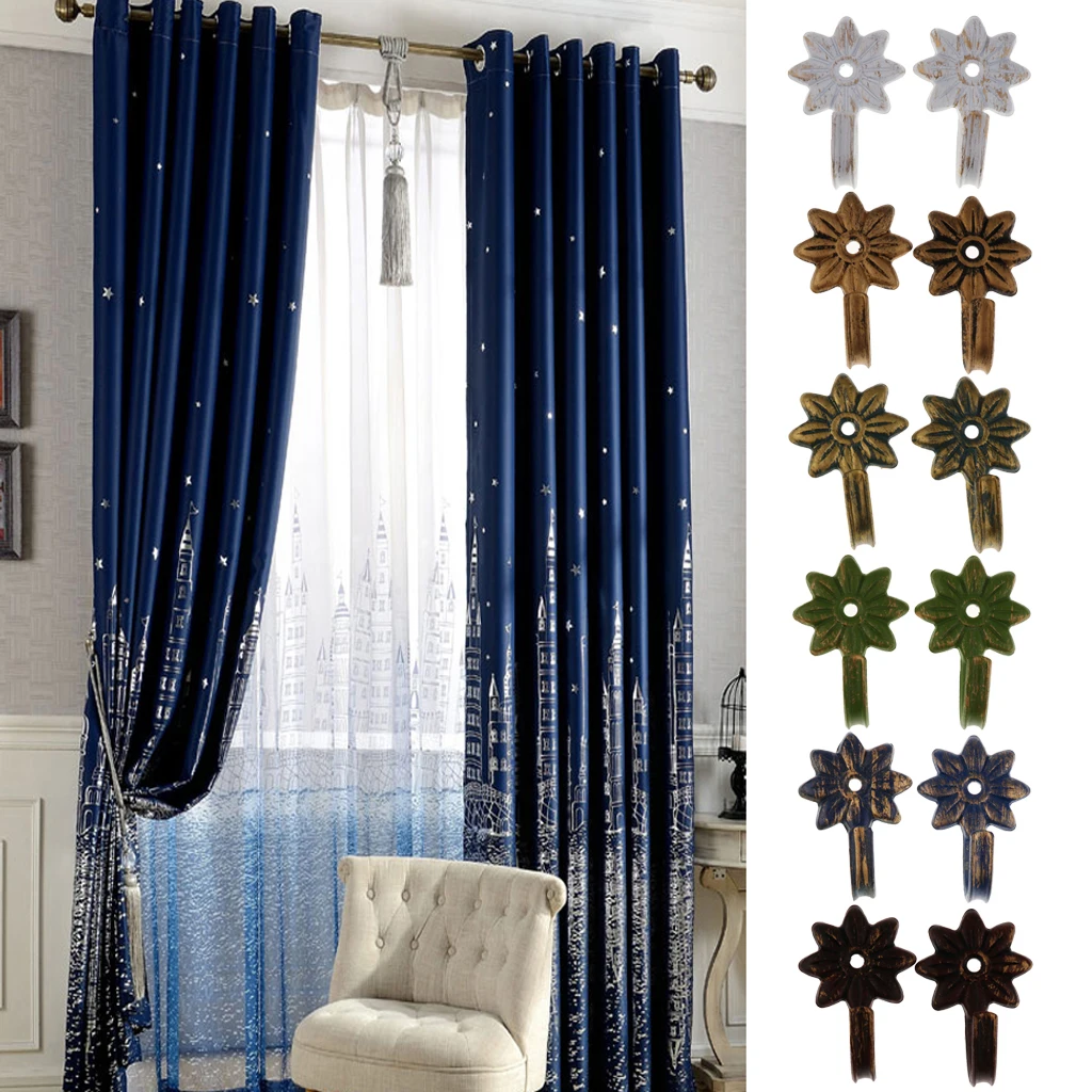 

2x Винтаж Шторы задержи крюк аксессуары оборудование обработки окна орнамент