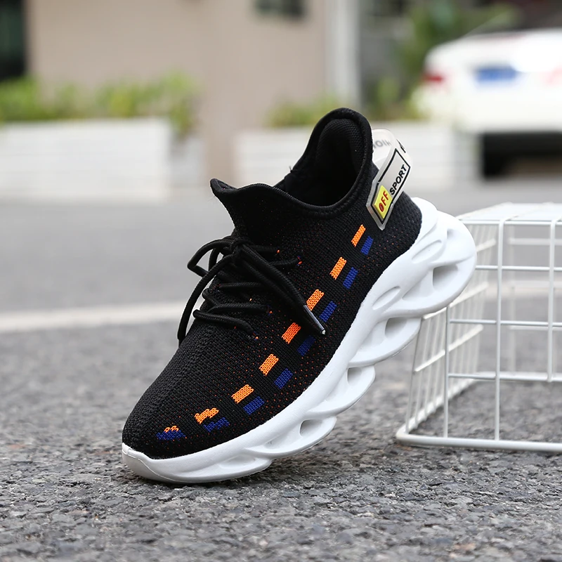 Обувь для детей модные джинсы мальчиков и девочек Кроссовки красочные вязать