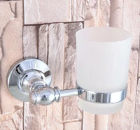 polished chrome brass hotel bathroom wall mount scrub glass cup toothbrush holder 2ba792