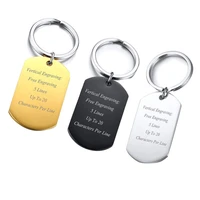 stainless steel keychain rectangle dog tag necklace engraving custom necklace pendant keyring for men women