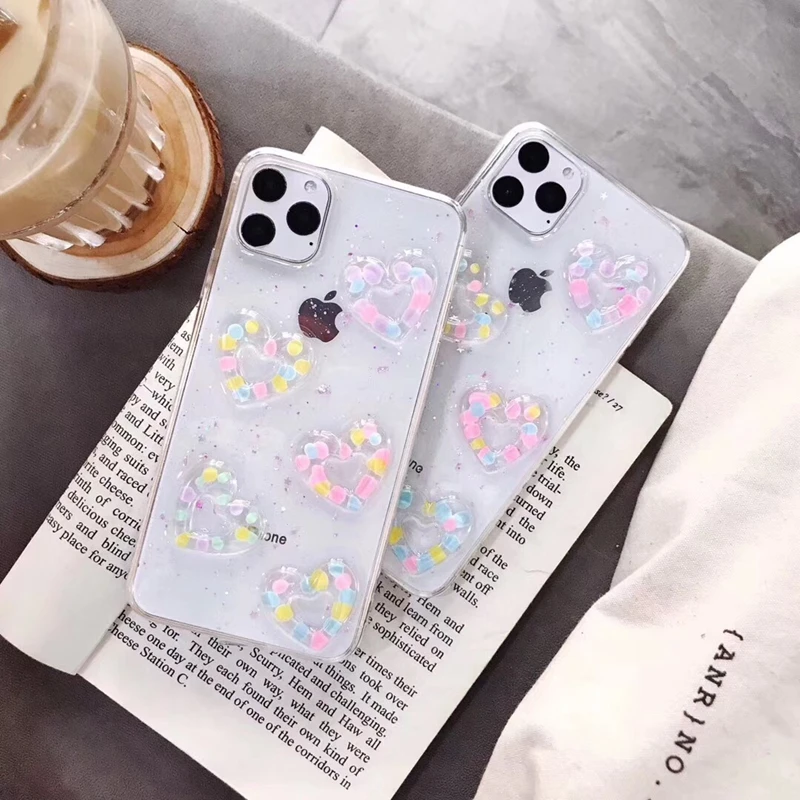 INS/Корейский чехол для телефона с сердечками iphone 11 Xs pro max Xr X 6 6s 7 8plus яркий цвет