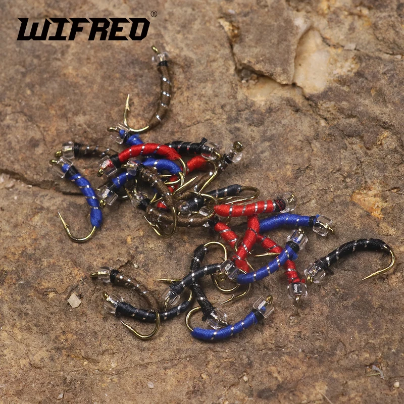 Wifreo 8 шт. Caddis Larva Chironomid Midge Pupa Crystal Bead Head Nymph Buzzer муха форель рыболовная приманка