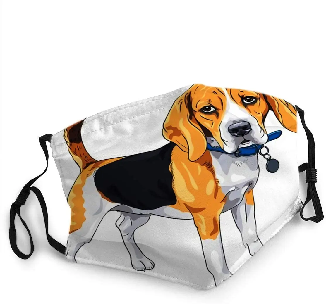 

Breathable Scraf Bandana Color Sketch Serious Dog Beagle Breed Standing With Blue Collar