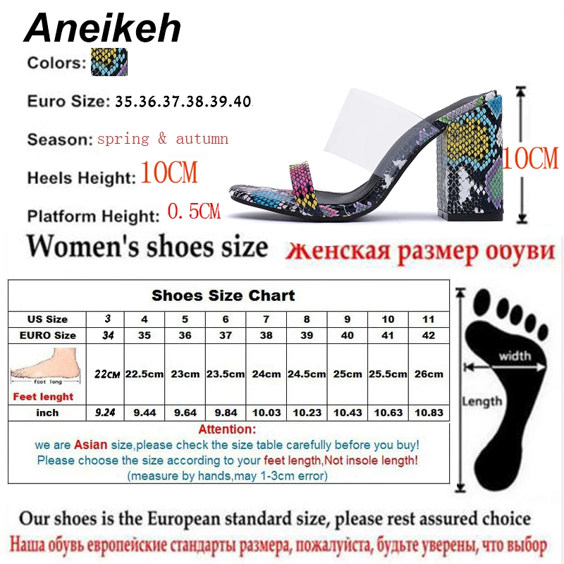 Aneikeh/ модный Леопардовый принт; ПВХ; шлепанцы без задника с открытыми пальцами с открытым носом; пикантные и с квадратным каблуком; сланцы; Для женщин шлёпанцы для женщин женские туфли-лодочки размеры 35–42