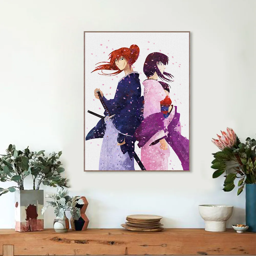 Новый акварельный руруни Кэнсин плакат японский мультфильм классический