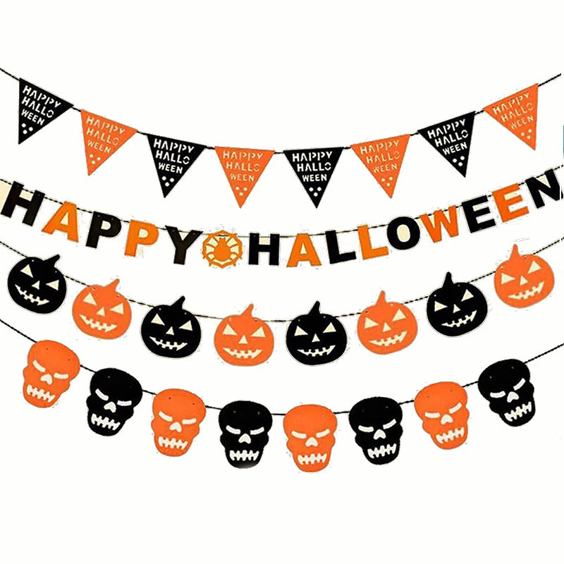 3 м разноцветная бумага флаг тыквы/летучей мыши/Призрак/Человека паука/Череп