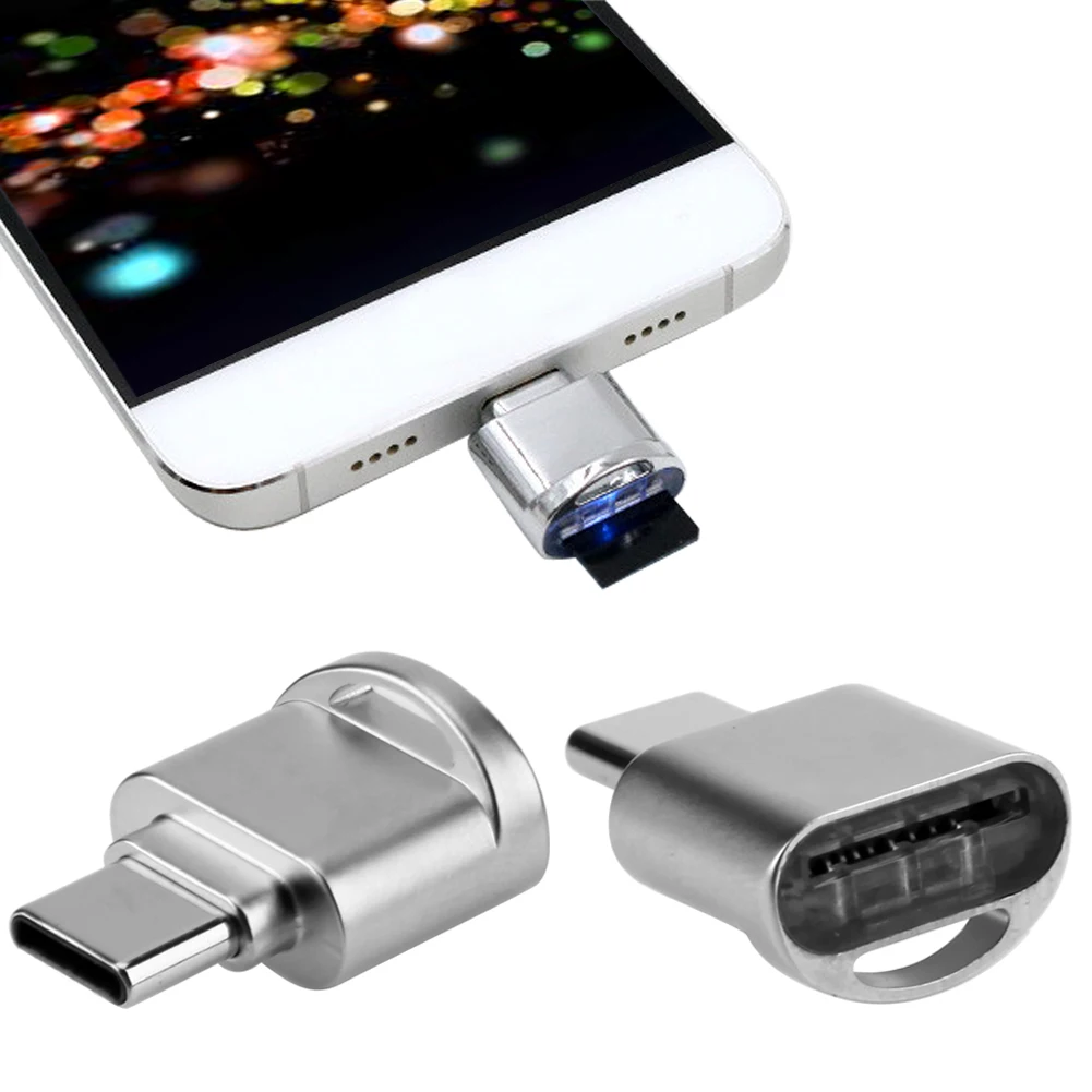 Мини Металл Тип-C кард-ридер Портативный брелок для ключей USB Тип C Micro SD TF карты
