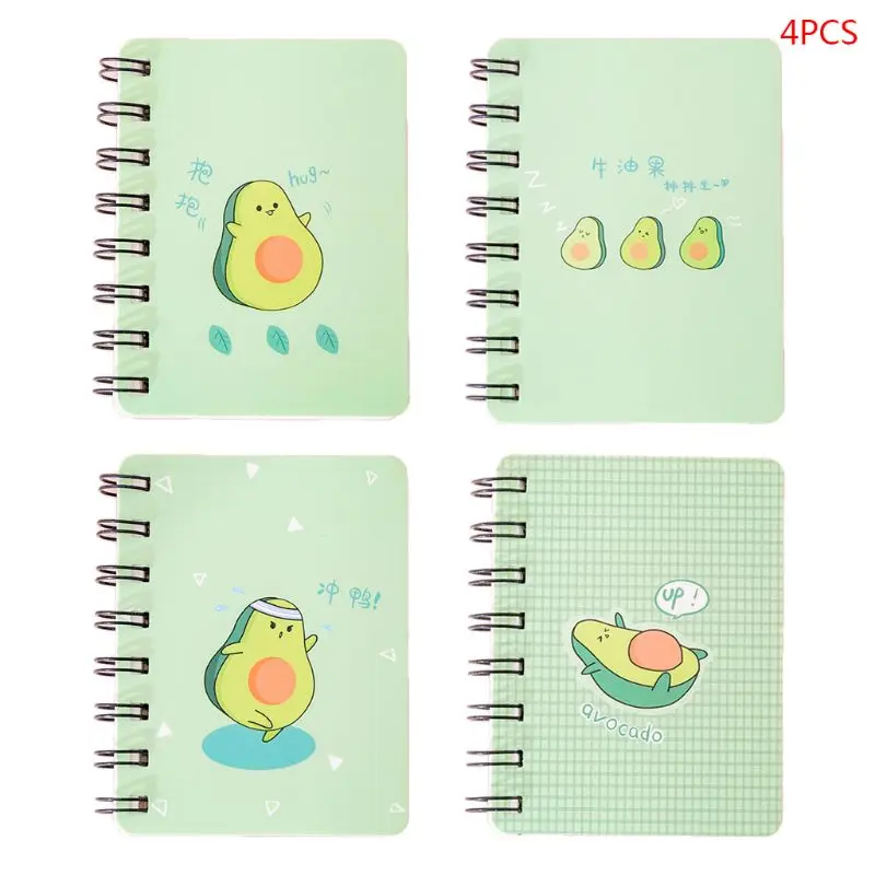 

4pcs Avocado Spiral Coil Notebook Blank Paper Journal Diary Planner Notepad Gift
